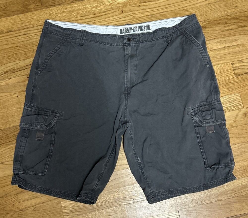 Men’s HARLEY DAVIDSON Gray Cargo Chino Shorts Sz 42 *B6